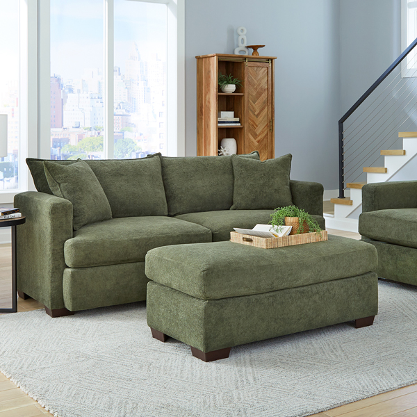 Green sofa and ottoman