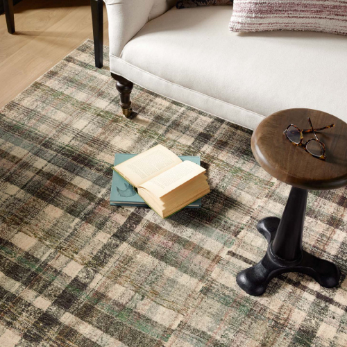 Green and beige plaid rug