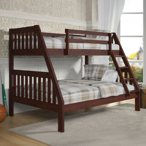 Brown wooden bunk bed
