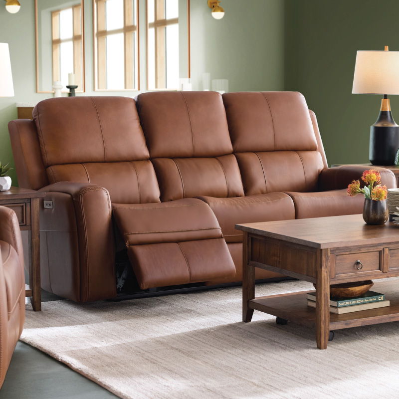Linton Caramel Triple Power Reclining Sofa
