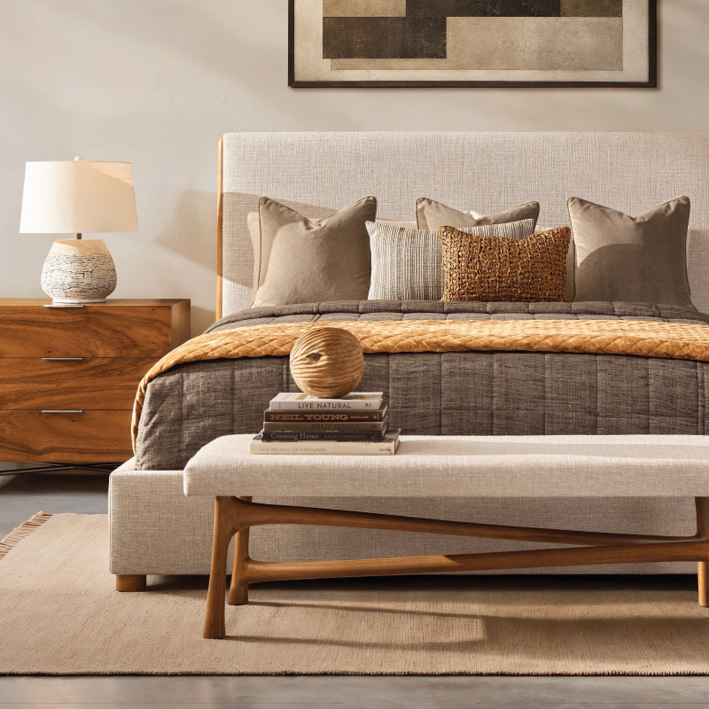 Panel bed in a bedroom